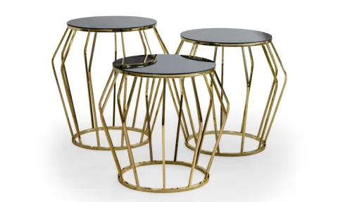 Elmas Gold Metal Ayaklı Zigon Sehpa