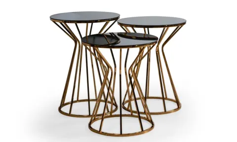 Kum Gold Metal Ayaklı Zigon Sehpa