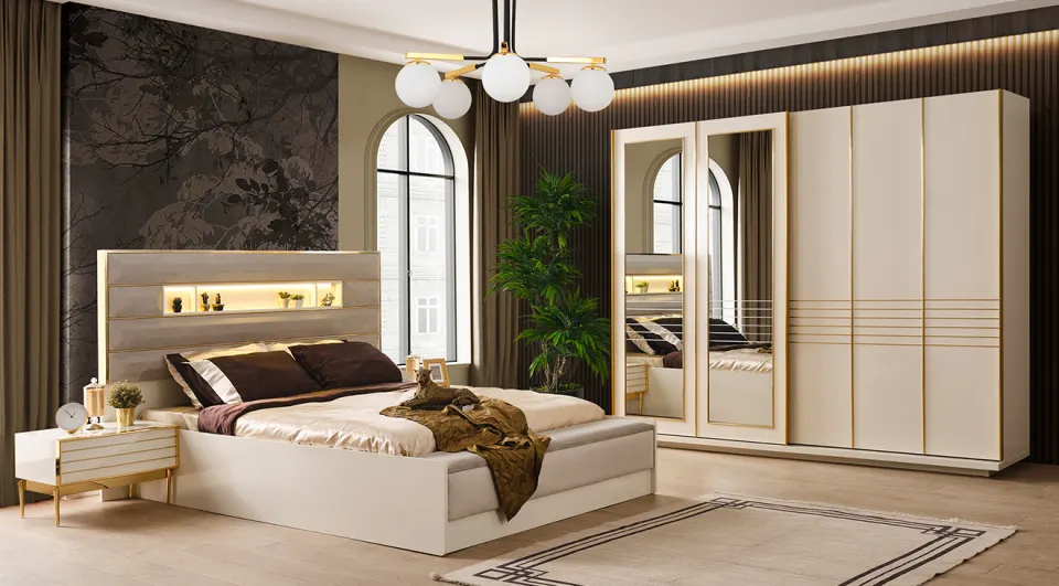 New Lion Gold Sürgü Kapaklı Yatak Odası Takımı