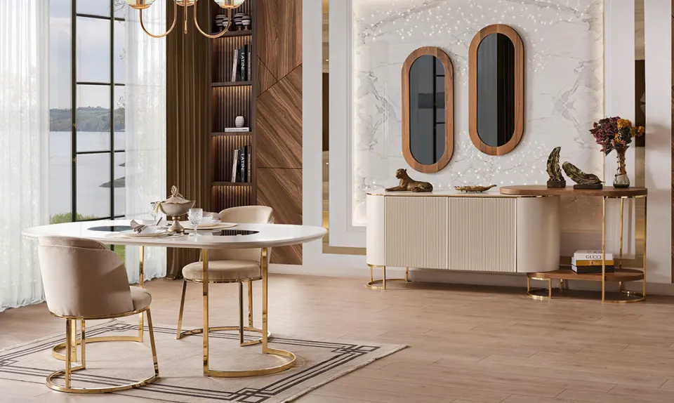 Yağmur Gold Metal Ayaklı Yemek Odası Takımı