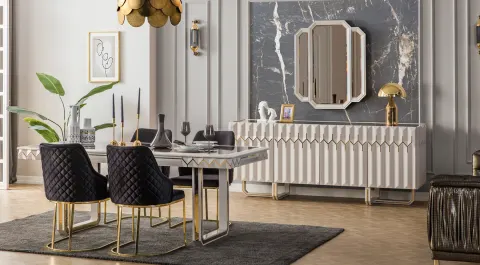 Zümra Krem Modern Yemek Odası Takımı