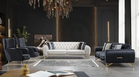 Bugatti Yataklı Gold Metal Ayaklı Koltuk Takımı