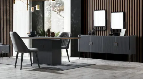 Maserati Antrasit Modern Yemek Odası Takımı