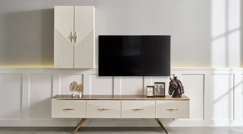 Lüxen Gold Metal Ayaklı TV Ünitesi