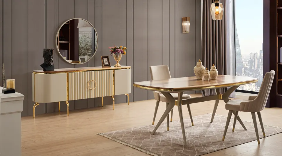 İnci Krem Modern Yemek Odası Takımı