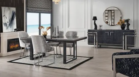 Diamond Aynalı Modern Yemek Odası Takımı