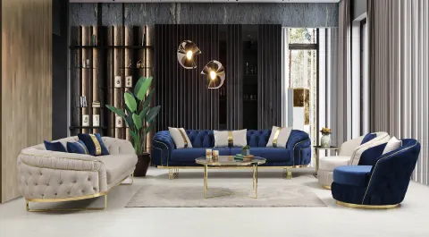 Yıldız Chester Gold Metal Ayaklı Koltuk Takımı