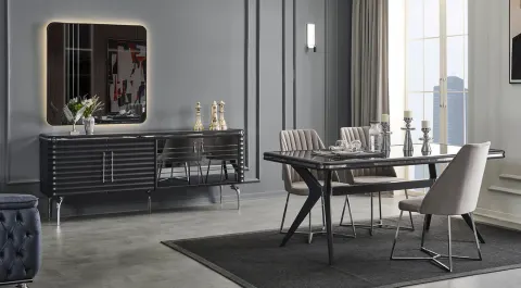 Asel Antrasit Modern Yemek Odası Takımı