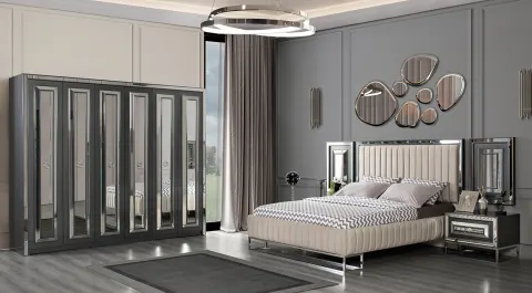 Royale Art Deco Yatak Odası Takımı (Antrasit)