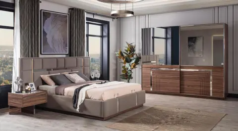 Dolce Ceviz Sürgü Kapaklı Yatak Odası Takımı