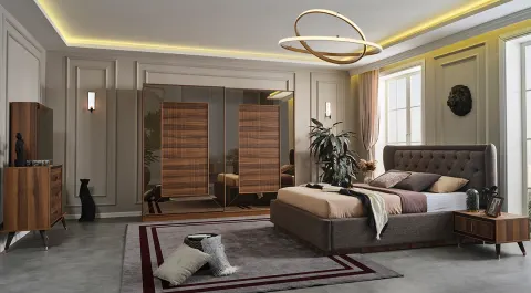 Toprak Ceviz Sürgü Kapaklı Yatak Odası Takımı