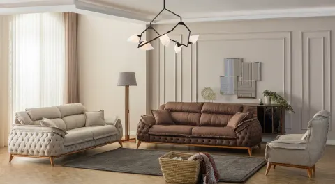 Zara Ceviz Ahşap Ayaklı Koltuk Takımı