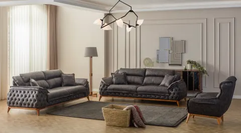 Zara Ceviz Ahşap Ayaklı Koltuk Takımı