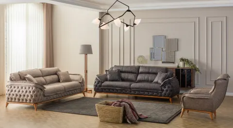 Zara Ceviz Ahşap Ayaklı Koltuk Takımı