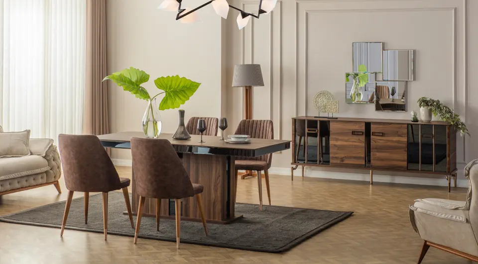 Zara Ceviz Yemek Odası Takımı
