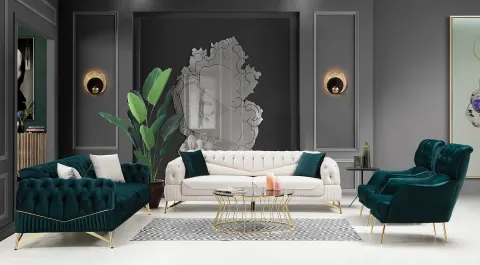 Verona Gold Metal Ayaklı Yataklı Koltuk Takımı