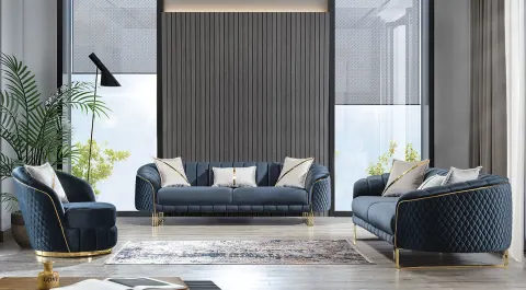 Aqua Gold Metal Ayaklı Koltuk Takımı