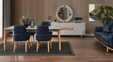 Paris Ahşap Ayaklı Yemek Odası Takımı