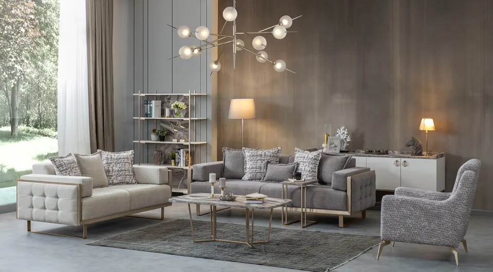 Loft Gold Metal Ayaklı Koltuk Takımı