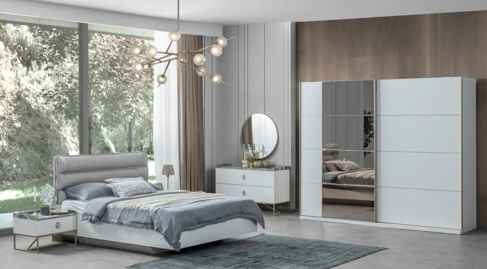 Loft Sürgü Kapaklı Beyaz Yatak Odası Takımı