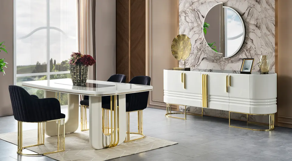 Orion Gold Metal Ayaklı Yemek Odası Takımı