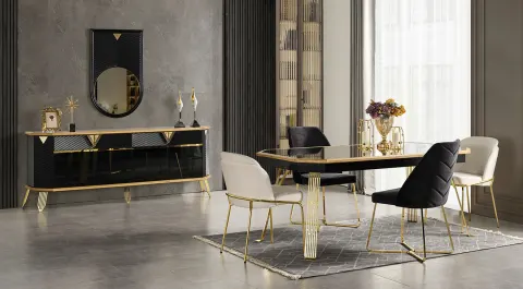 Porto Gold Metal Ayaklı Yemek Odası Takımı