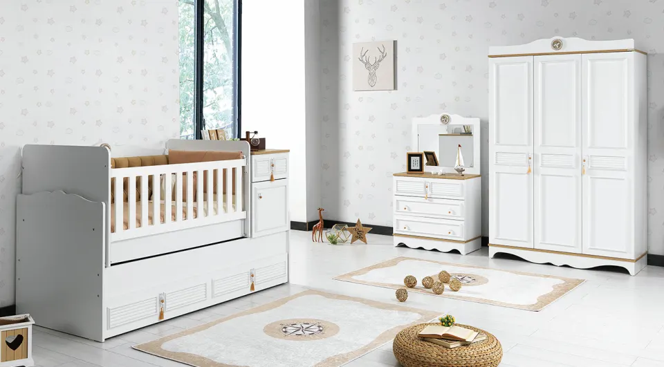 Luna Cappuccino 3 Kapaklı Bebek Odası Takımı