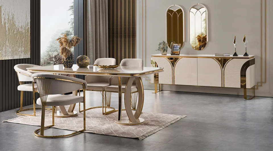 İmaj Gold Metal Ayaklı Yemek Odası Takımı