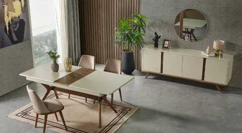 Prada Ceviz Yemek Odası Takımı