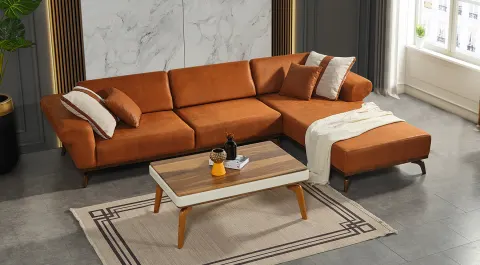 Legno Ahşap Ayaklı Yataklı Köşe Koltuk Takımı