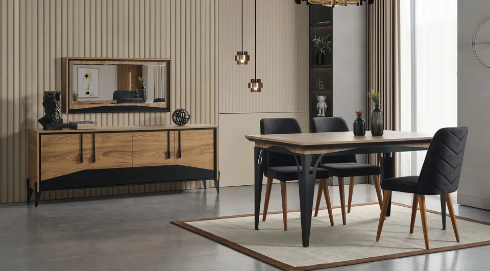 Ada Ceviz Modern Yemek Odası Takımı