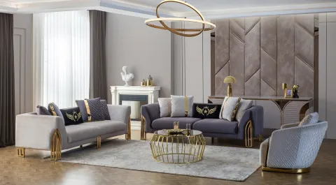 Zen Gold Metal Ayaklı Koltuk Takımı