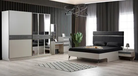 Elit Gri Sürgü Kapaklı Yatak Odası Takımı