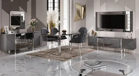 Şişli Antrasit Yemek Odası Takımı