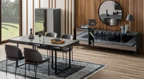 Bronze Antrasit Modern Yemek Odası Takımı