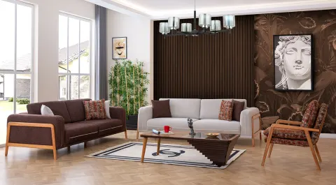 Mia Modern Ahşap Ayaklı Koltuk Takımı 2