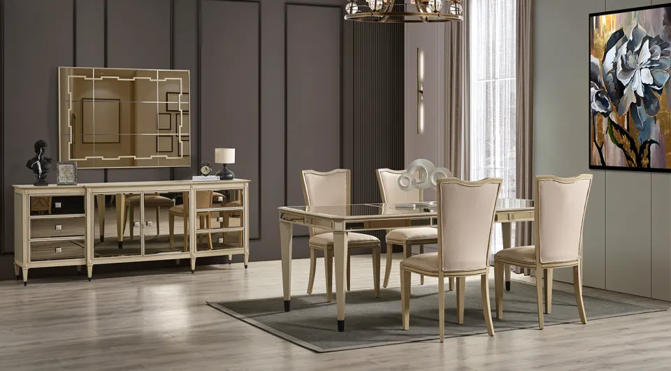 Crown Luxury Aynalı Yemek Odası Takımı