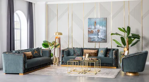 Lucca Gold Metal Ayaklı Luxury Koltuk Takımı