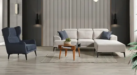 Milan Ahşap Ayaklı Köşe Koltuk Takımı