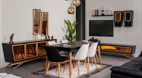 Wow Plus Siyah Modern Yemek Odası Takımı