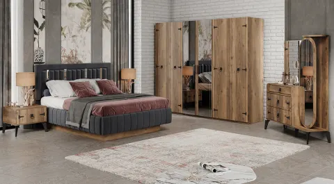 Kamer Ceviz 6 Kapaklı Yatak Odası Takımı