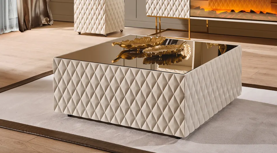 Metalica Ekru Gold Luxury Orta Sehpa