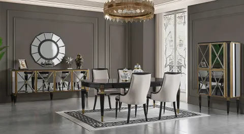Picasso Siyah Yemek Odası Takımı