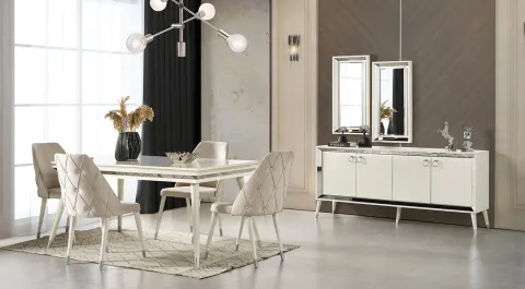 Lotus Ahşap Ayaklı Yemek Odası Takımı