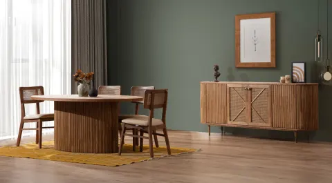 Ovo Ceviz Yemek Odası Takımı