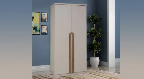 Asel Vizon Bej Çift Kapaklı Dolap