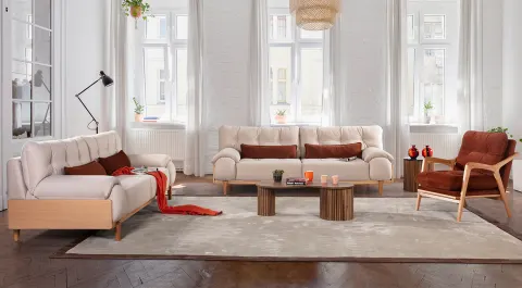 Assos Ahşap Ayaklı Koltuk Takımı
