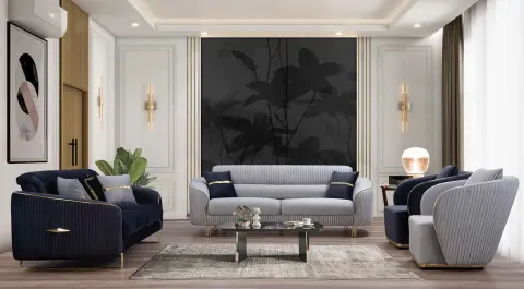Lotus Gold Metal Ayaklı Yataklı Koltuk Takımı
