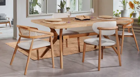 Loft Ceviz Modern Yemek Odası Takımı