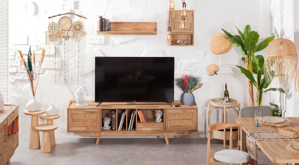 Loft Ahşap Ayaklı Modern Tv Ünitesi